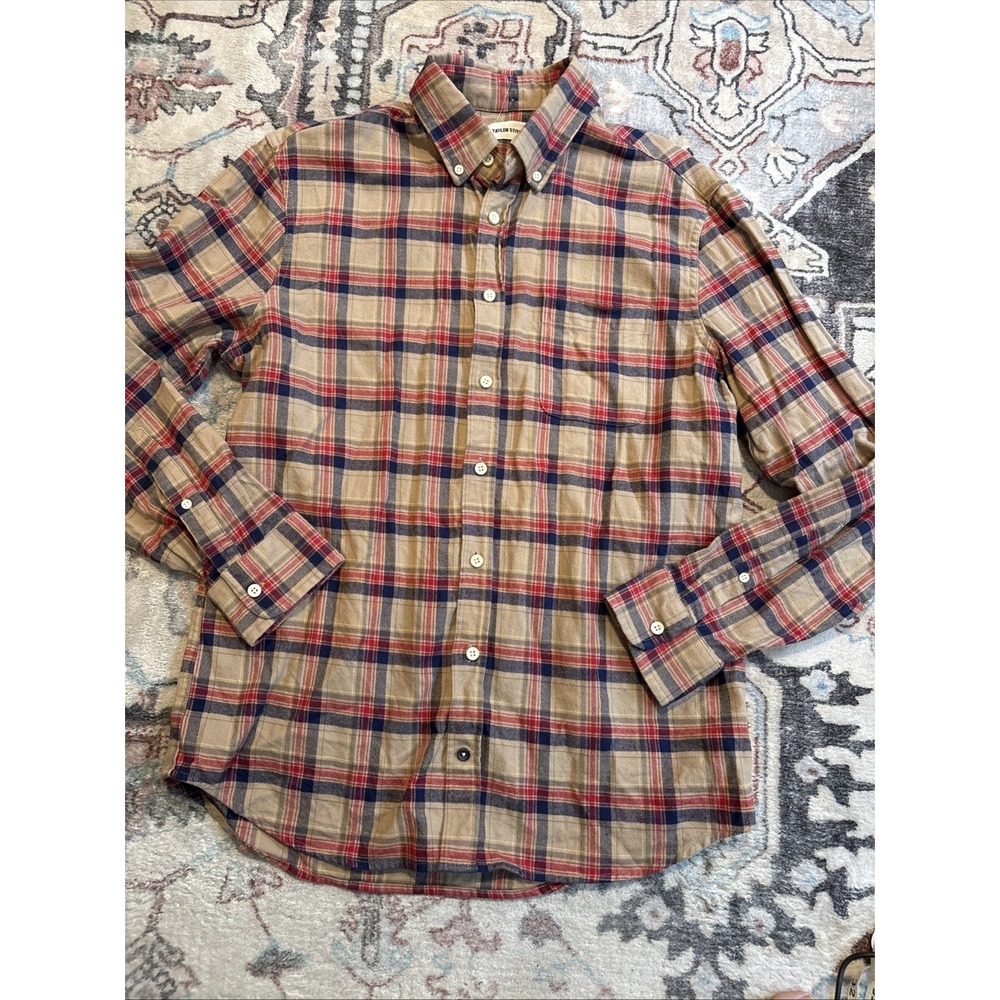 Taylor Stitch The Jack Button Down Plaid Oxford Shirt Mens 42 / Tan Huckberry